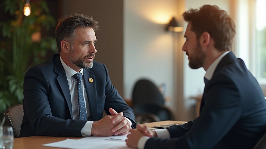 Consultor financeiro analisando gráficos de investimento com cliente em reunião