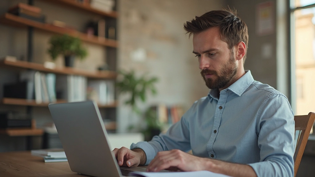 Profissional em desenvolvimento de carreira estudando online com certificado