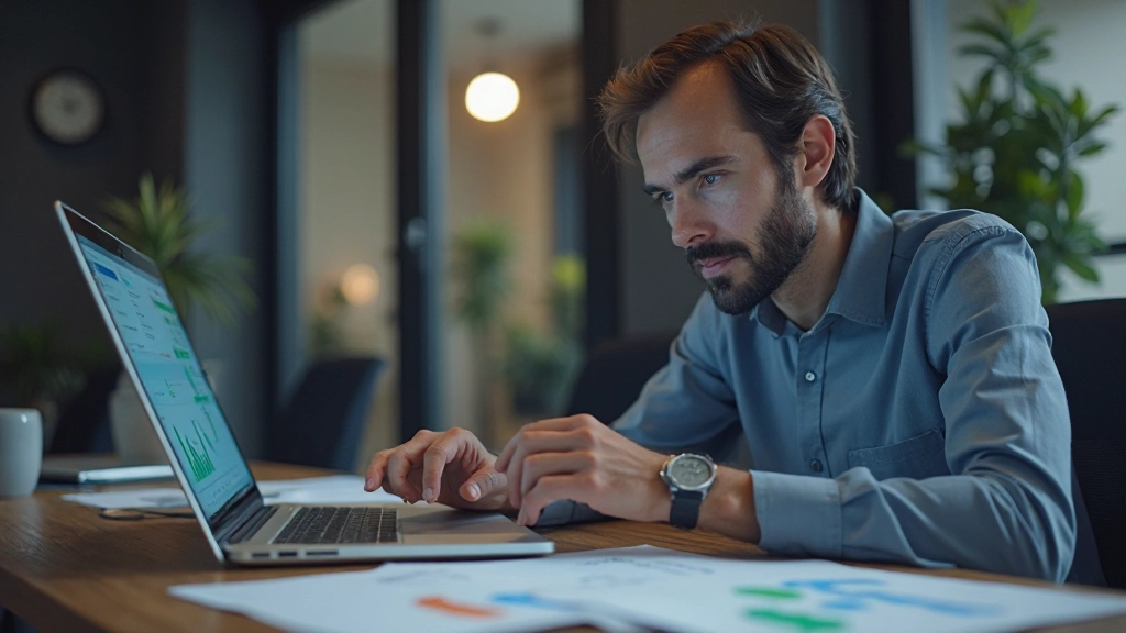 Gráficos de investimento e portfólio diversificado em tela de computador
