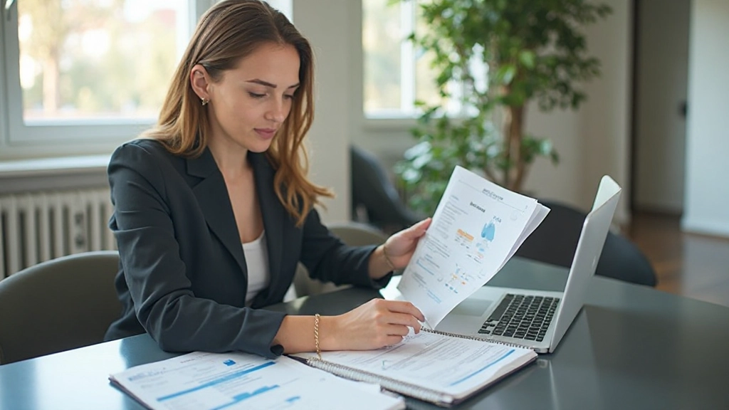 Profissional analisando metas financeiras em gráfico estruturado